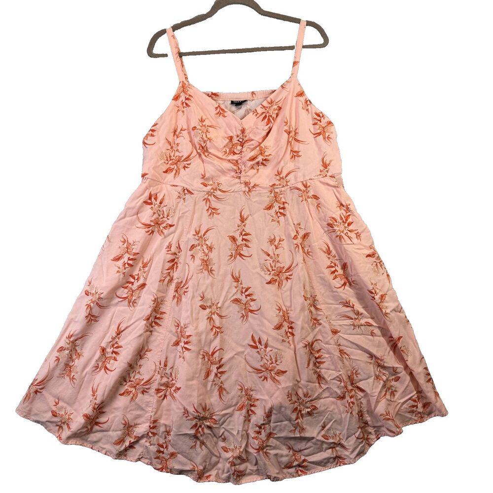 Torrid Dress Womens 2 Pink Floral Babydoll Pockets Mini Skater Sleeveless Summer